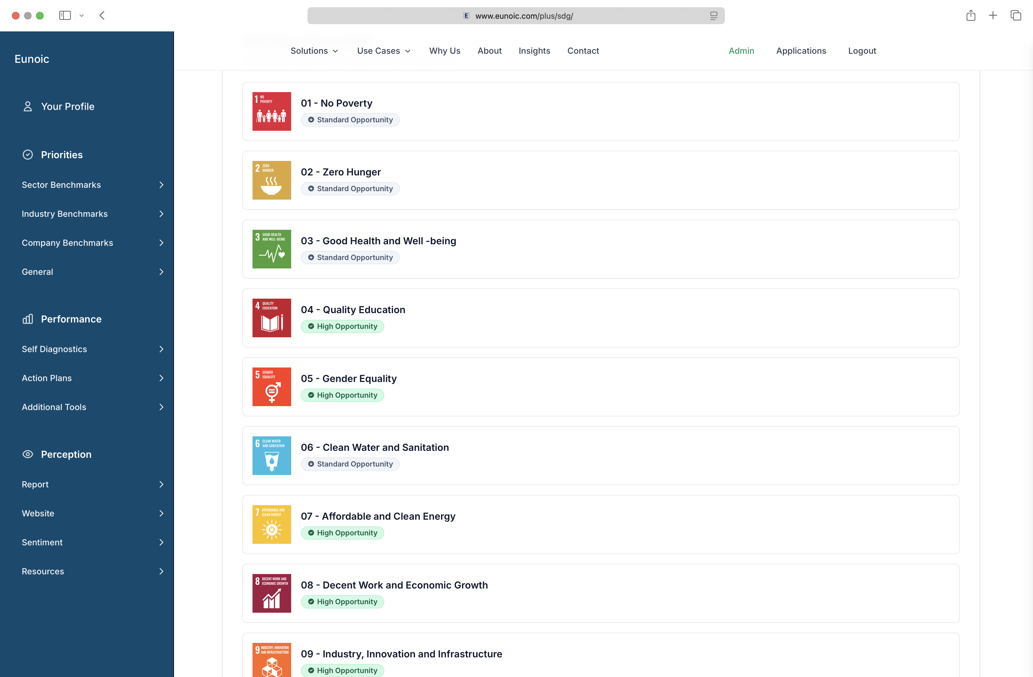 Platform dashboard
